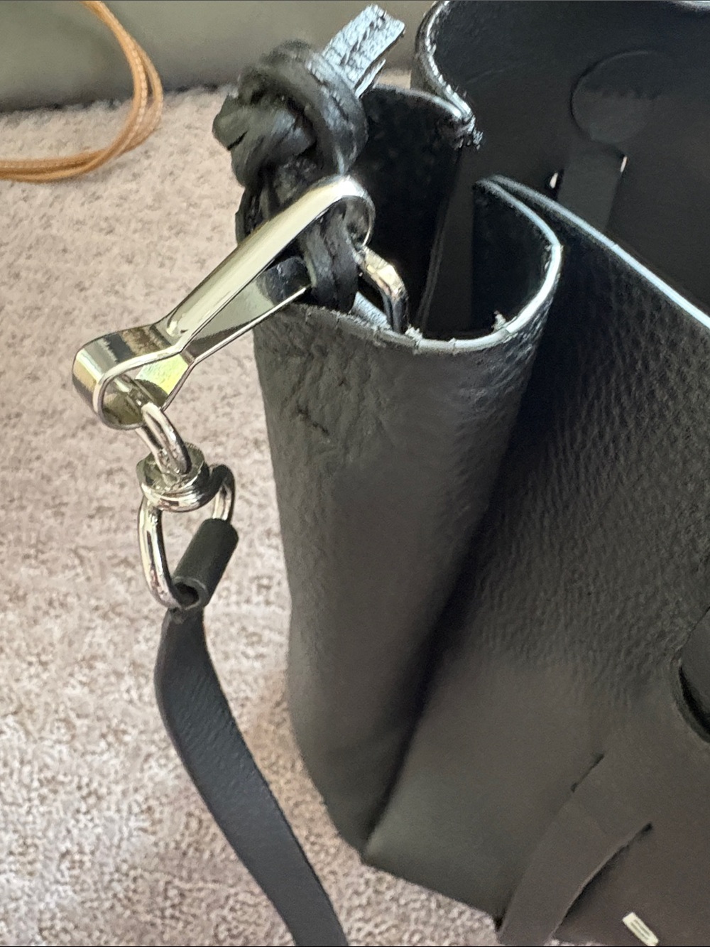 Balenciaga Black Pebbled Leather Drawstring bag with Pouch - Picture 4 of 5
